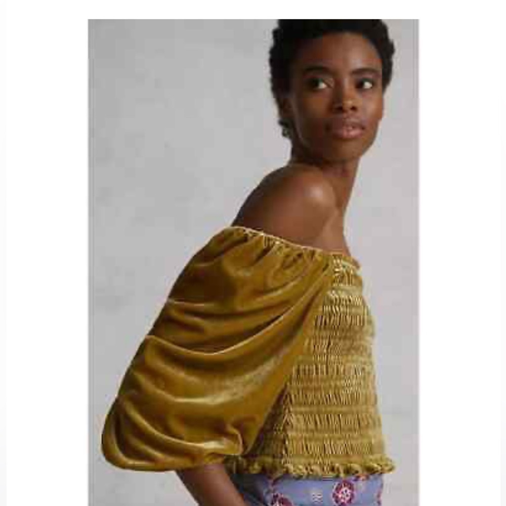 NWT Anthropologie velvet blouse on or off shoulder size medium